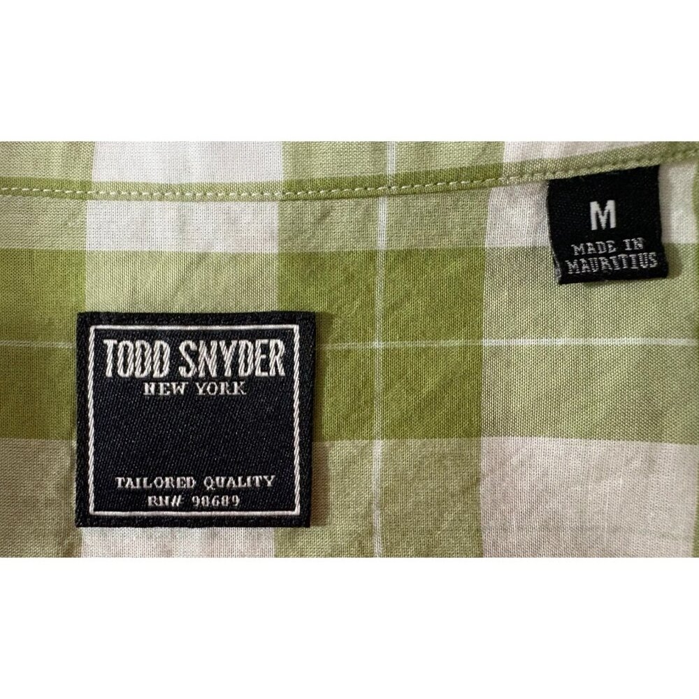 Todd Snyder lightweight Plaid Shirt Size M Gren ivory NWOT - Picture 2 of 6